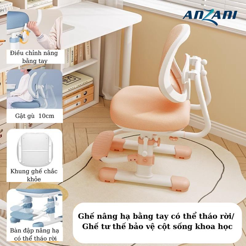 { ANZANI } Ghế ngồi ọc sinh thông minh Anzani chống g.ù, chống c.ận có thể điều chỉnh độ cao khóa bánh xe trọng lực, tùy chỉnh chọn gác tay gác chân giá rẻ ( 3 mẫu) g he 2