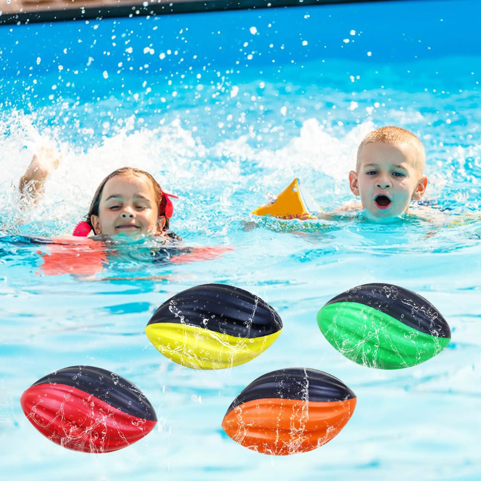 Habtter Soft Rugby Ball Kids Foam Spiral Football Toy Easy Grip Decompression Toy Hand-Eye Coordination Training Small Footballs for School Sports Party Game