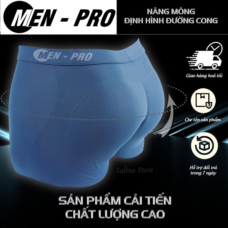 Quần độn mông nam CAO CẤP MEN-PRO giúp nâng mông tự nhiên không dấu vết. Quần lót boxer tăng vòng 3 lên 6 đến 8cm tôn dáng phái mạnh thu hút mọi ánh nhìn. che tên sản phẩm