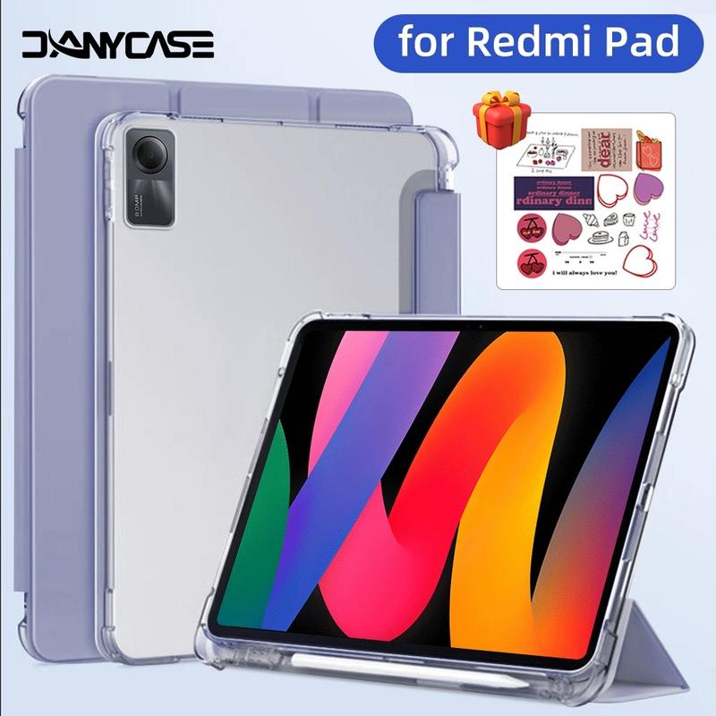  Ốp Bảo Vệ Trong Suốt Cho Xiaomi Redmi Pad SE 11inch 10.61 inch Phiên Bản Mới Vỏ Da PU Ba Gấp Có Khe Cắm Bút 