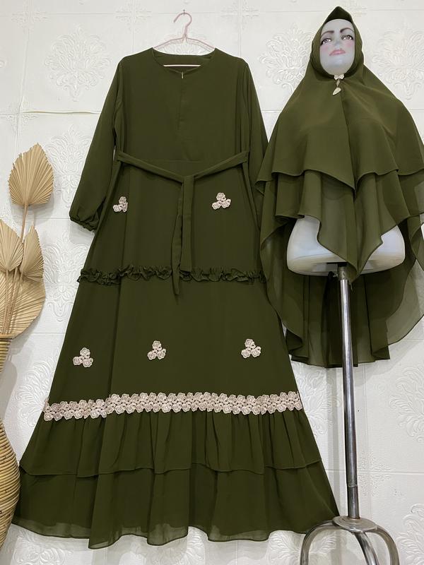 Gamis Syari Ceruty Babydoll Kode SB | Gamis Set Khimar Polos 5