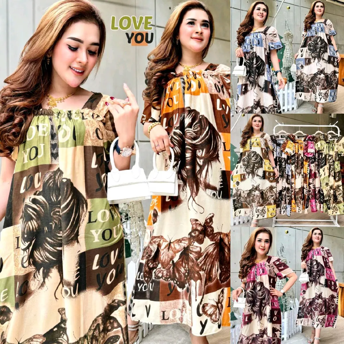 PAKET HEMAT 3 PCS DASTER FUJI JUMBO BUSUI MURAH MOTIF ( LOVE YOU ) Batik Karet Rayon Tidur Hijau Nyaman