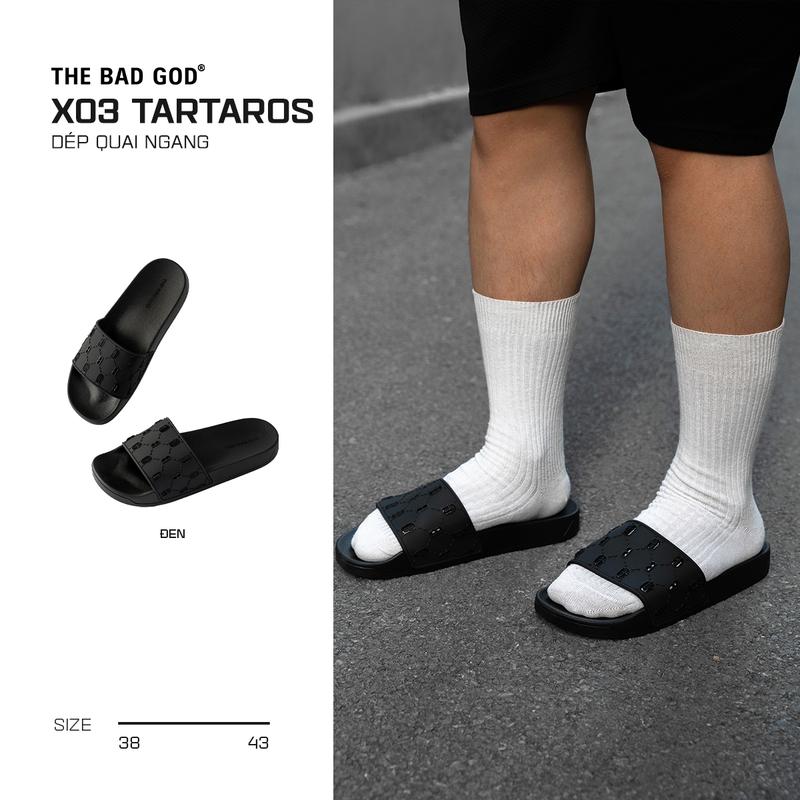 Dép quai ngang slipper The Bad God Tartaros đen X03 DéP Đế Bằng ( KHÔNG HỘP ) Nam