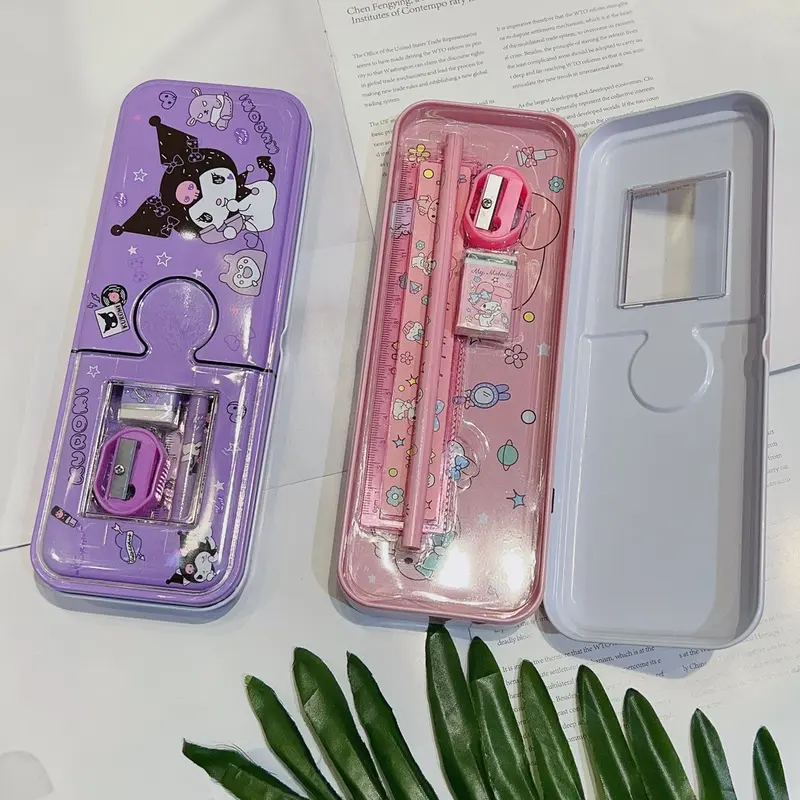 AUN Kotak Pensil Model Besi Motif Sanrio / KOTAK PENSIL BESI ANAK SET MOTIF SANRIO LUCU 2 TINGKAT Rautan 2