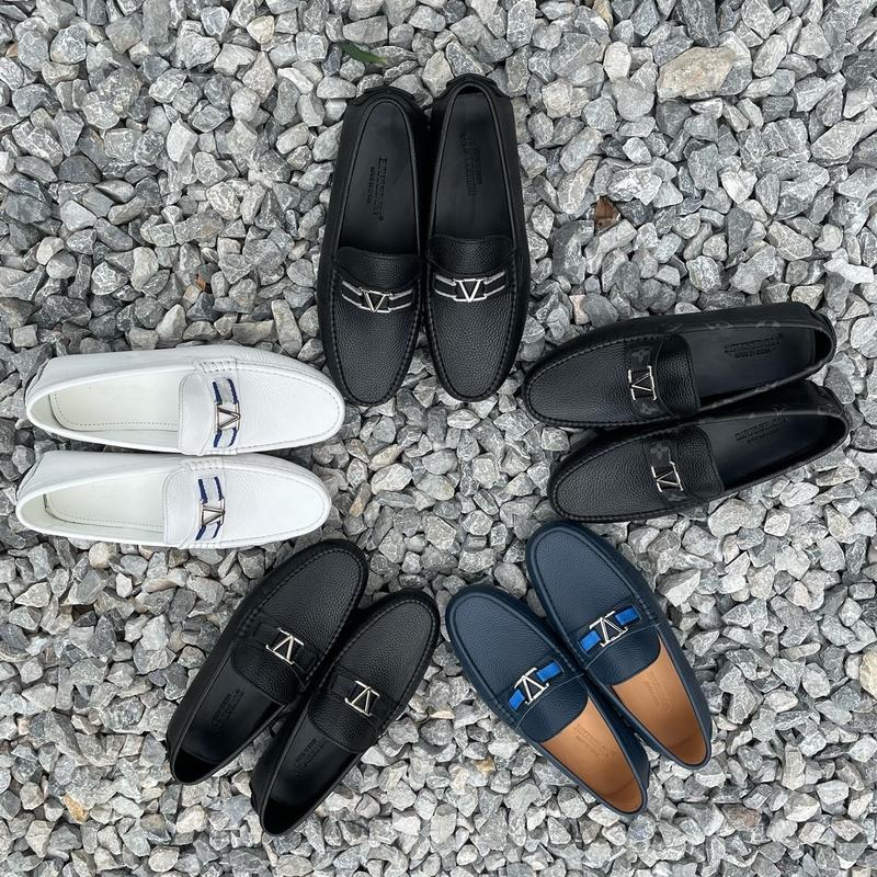 Giầy lười nam da bò thật Bussidon mũi tròn sang trọng đế 1cm đế cao su giầy mocca nam đi làm đi chơi da bò nguyên tấm đi mềm êm chân sang trọng GiàY Loafer giày