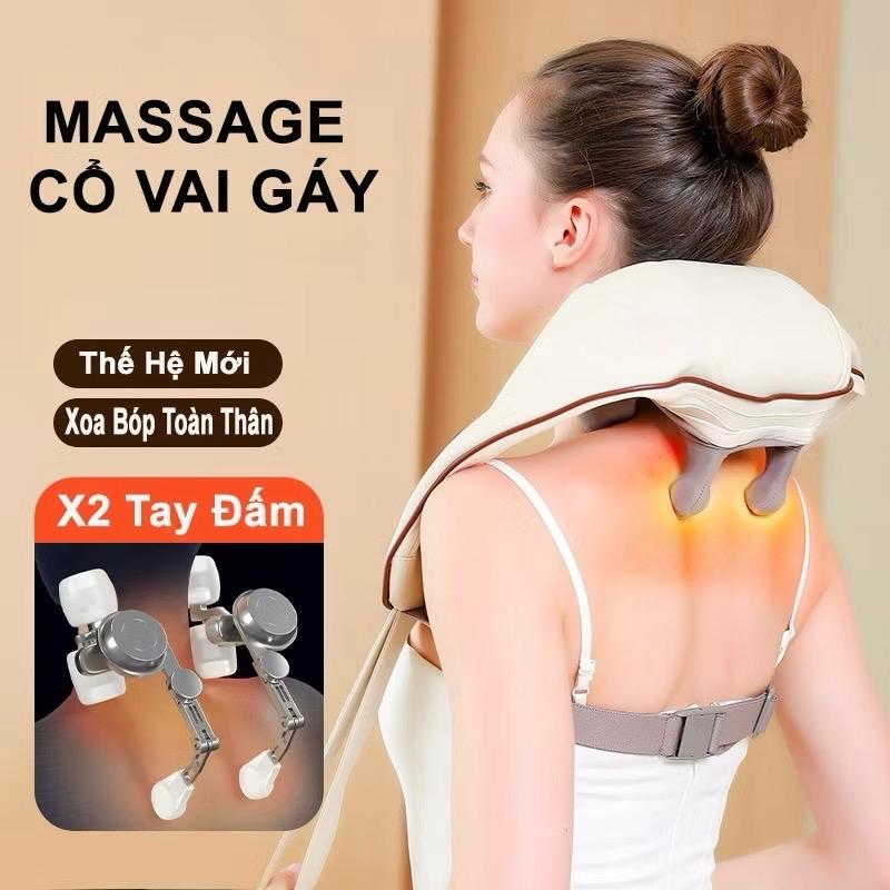 Loại 1 Máy Massage Cổ Vai Gáy 6D Có Đèn Hồng Ngoại Cao Cấp, Đai Massage Cổ Vai Gáy Giảm Nhức Mỏi Mô Phỏng Cánh Tay Xoa Bóp Thư Giãn