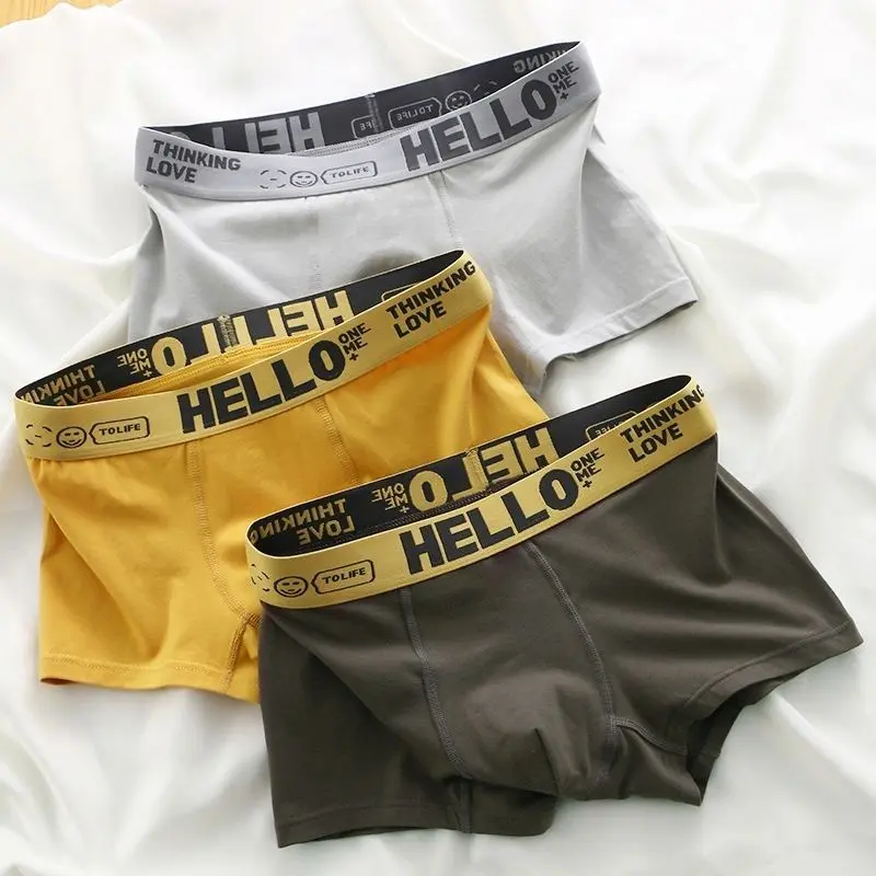 Đồ lót nam mới mùa xuân, mùa thu và mùa đông Boxer màu trơn sinh viên cao cấp tính cách hợp thời trang nam quần đùi Boxer 2