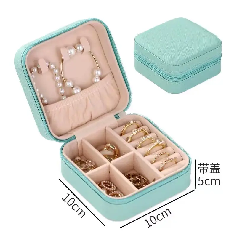 Hộp Đựng Đồ Trang Sức, Kích Thước Nhỏ, Cầm Tay, Thích Hợp Cho Gia Đình Và Du Lịch, Hộp Đựng Bông Tai Và Vòng Cổ, Dành Cho Phụ Nữ, Hộp Sắp Xếp Nhẫn, Làm Bằng Da PU, Hộp Trưng Bày 7