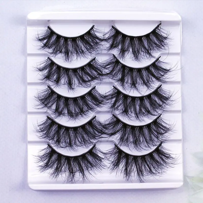 Wispy False Eyelashes (5 Pairs), Volume Thick Lashes Extension Fluffy Long Lasting Wispy Natural False Eyelashes for Women for Stage Cosplay Party Makeup, Christmas Gift