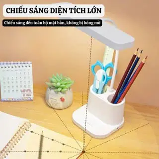 Đèn Học Tĩnh Điện Có Nút Cảm Ứng - Kèm Dây Sạc USB, 3 Màu Có Thể Điều Chỉnh Cấp Độ Ánh Sáng, Xoay 360 độ, Đỡ Điện Thoại Mobile Led 3