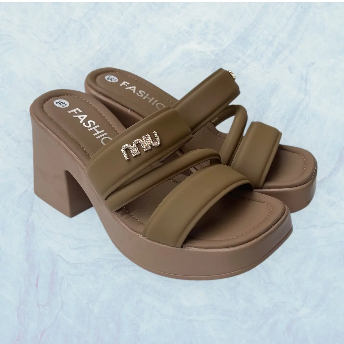 Dép nữ ba quai chéo đế  PU cao 7cm quai da mềm - Slipper DéP