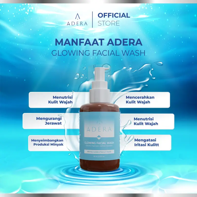 Paket Adera Cream, Facial Wash, Toner, Wajah Glowing Putih Bersih Bebas Jerawat Kusam Flek Bintik Hitam BPOM 100% Original Mencerahkan Membersihkan Muka Perawatan Vitamin Perawatan Vitamin Pencerah 2