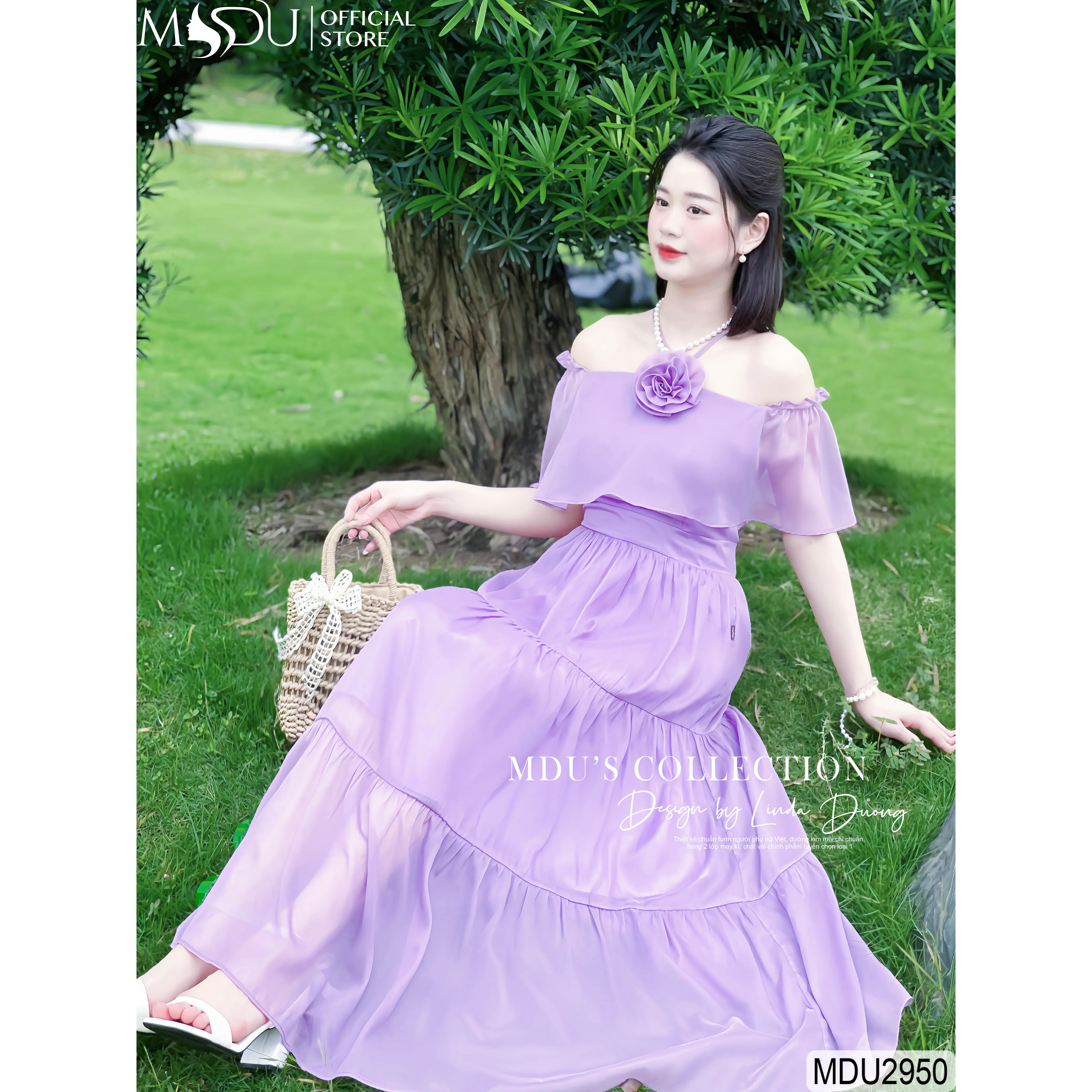 [MIỄN SHIP] MDU2950 Váy Tơ Hàn 2 Lớp - Thiết Kế Tay Choàng Vai Dành Cho Nữ Women Dress