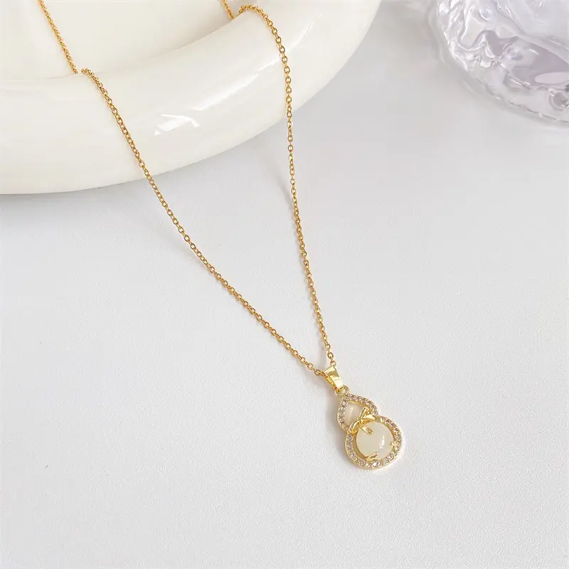 Vòng Cổ Bầu Trắng, Thời Trang Phổ Biến Thiết Kế Đơn Giản, Nhẹ Nhàng, Mặt Dây Chuyền Zircon Dát Siêu Nhỏ Độc Đáo Vòng Cổ Ngắn, Thích Hợp Cho Xương Đòn Chain Women