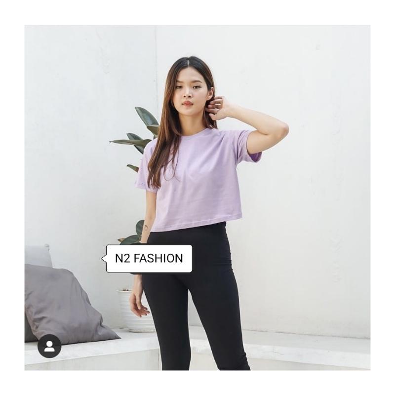 best seller baju kaos crop wanita terbaru tee Combed Lembut Top Atasan Pendek Polos 8