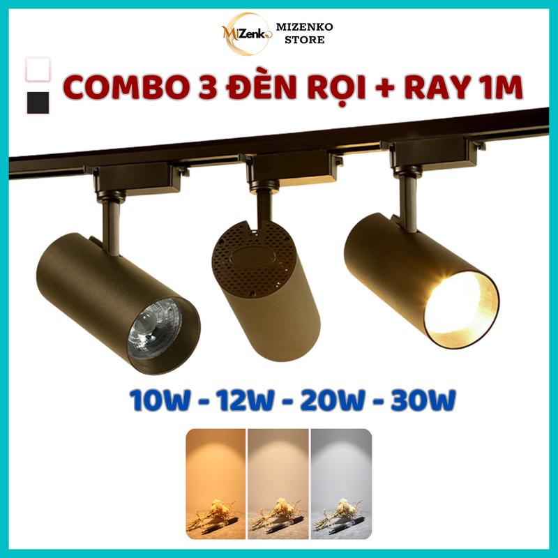 Bộ Combo 3 Đèn Rọi Ray COB MIZENKO RC3123 - Công Suất 10W/12W/20W/30W - Ánh Sáng Trắng/Vàng/Trung Tính - Thanh Ray 1 Mét