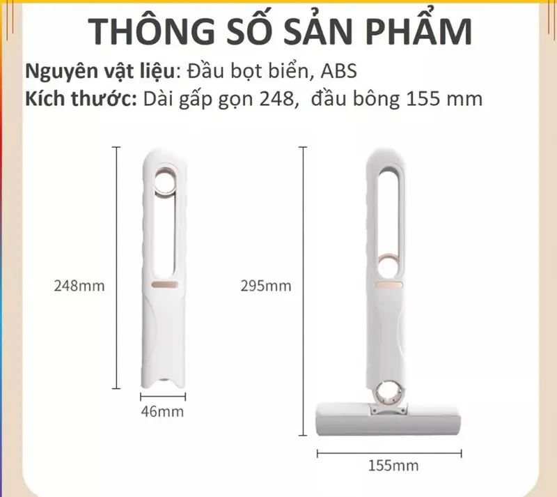 Cây Lau Chùi Tự Vắt Mini Tiện Lợi, Cây Lau Kính Ô Tô, Lau Bàn, Vệ Sinh Nhà Bếp, Phòng tắm, Sach Bóng, Không Vết Mờ Làm Sạch 2