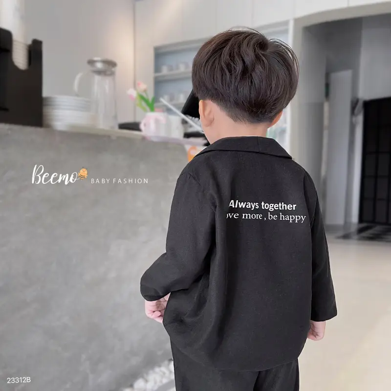 Bộ vest nhung beemo cho bé trai từ 9-24kg,set vest gồm 3 chi tết cho bé đi tiệc,đi học 23312B 2