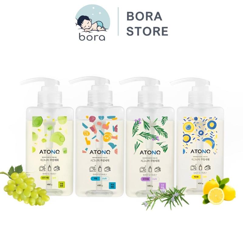 Nước rửa bình sữa Atono2 - 480g [chính hãng Hàn quốc], nước rửa bát và rau củ thuần chay, an toàn cho bé sơ sinh