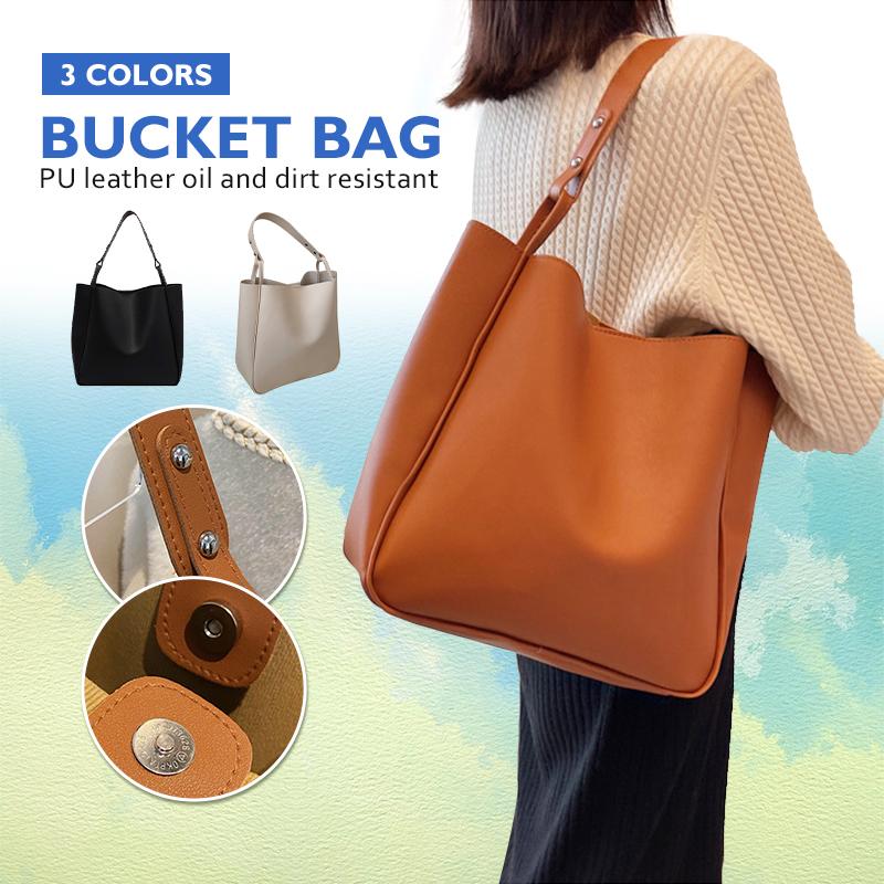 Product Introduction of Women Bucket Bag Trendy Korean Style PU Leather Shoulder Bag Large Capacity Lady Handbag Casual Fasion Tote Bucket Bag  | Cute Baby 9