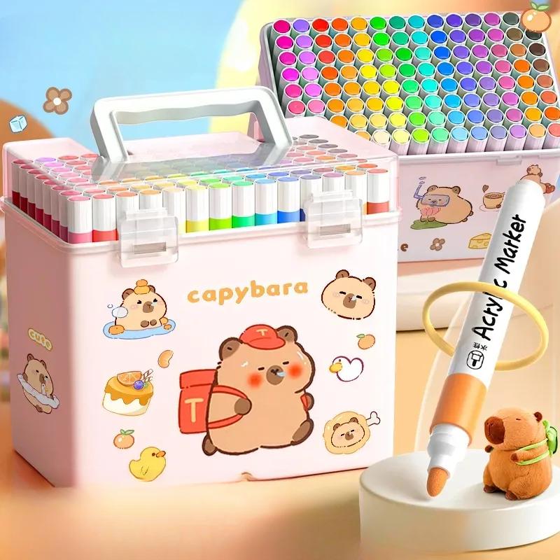 Bút Đánh Dấu Acrylic Hoạt Hình, Dành Cho Trẻ Em, Thiết Kế Capibala Dễ Thương, Bút Màu Nước, Sáng Tạo, Đồ Dùng Nghệ Thuật Tô Màu Graffiti Tự Làm