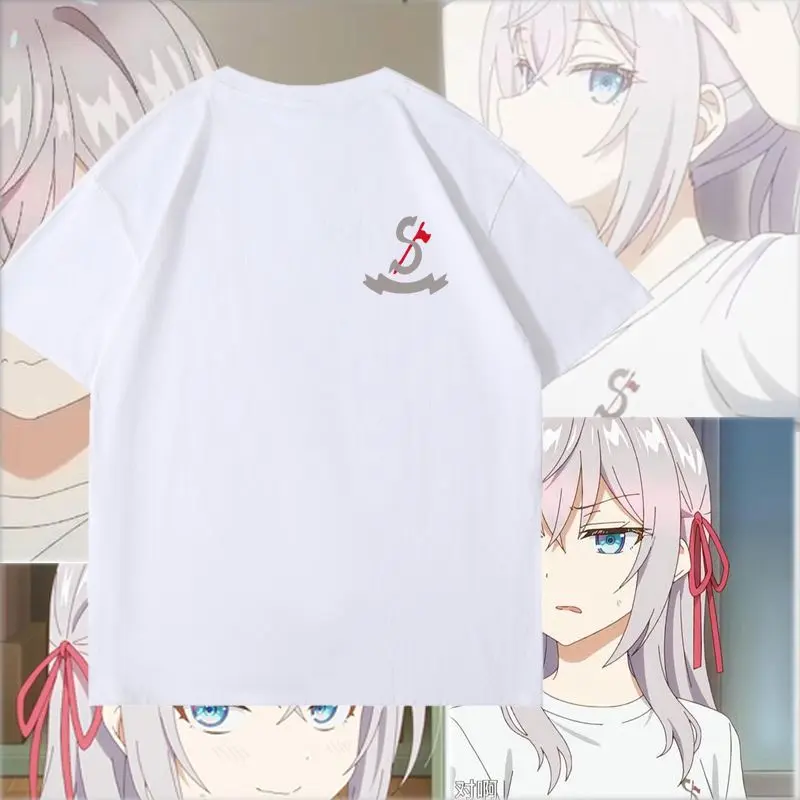 [Hàng có sẵn] Áo thun ngắn tay hàng hóa mùa hè bạn cùng lớp Alie ngồi sau yên lặng bằng tiếng Nga Anime Nhật Bản Áo phông Otaku Quần áo rộng