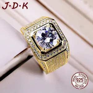 JDK Cincin Emas Lapisan Perak 925 Pria Longgar Besar Rings