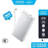 Gambar Anker Zolo Portable Power Bank 10,000mAh / 20,000mAh 3 ports with Built-in Type-C Cable Type-A port 22.5W Fast Charging PD PPS, Pass Through Charging, Compatible for iPhone, Samsung - A110D / A110E - 20K - Black 20k mAh dari Anker Official Medan Kota Medan 2 Tokopedia