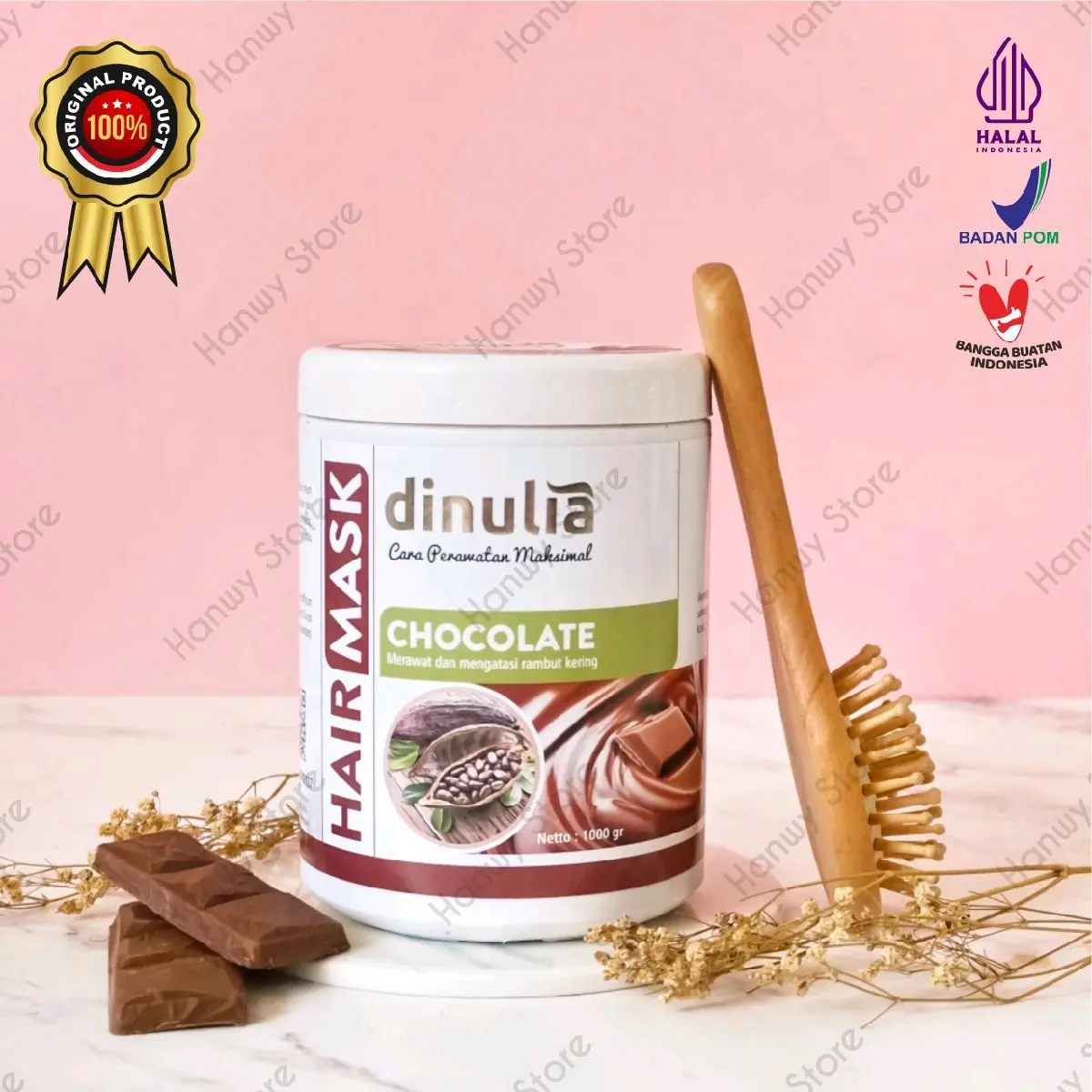 Dinulia Hair Mask/Masker Rambut Chocolate 1000gr Coklat Perawatan Shampoo Haircare