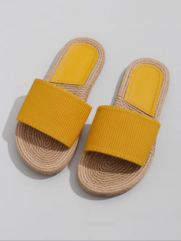 Women's Fashionable Plain Color Slide Sandals, Casual Comfortable Flat Slippers for Beach, Non-slip Wear-resistant Slippers for Indoor & Outdoor 1
