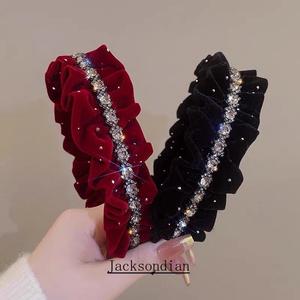 Băng Đô Nhung, Chất Lượng Cao Cấp, Thiết Kế Bầu Trời Sao, Kẹp Trước, Thích Hợp Để Rửa Mặt, Phụ Kiện Nữ Thời Trang Mới SS24 2024, Tóc Nghiền