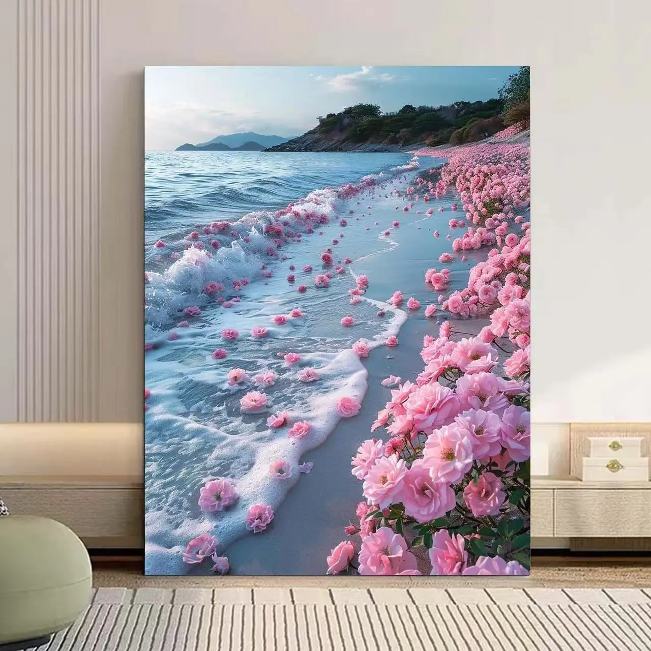 Camellia Diamond Sticker Art Ins High-Value Full Diamond Window Sill Rose Flower Framed Semi-Finished Decorative Painting for Living Room