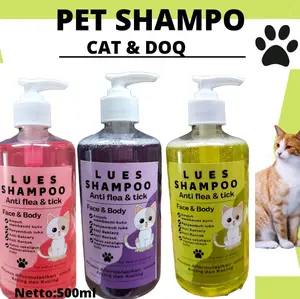 shampo kucing  & anjing lues anti kutu dan jamur dan anti rontok dan pelembut bulu netto:500ml cairan tanpa air shampookucing anjing & kucing