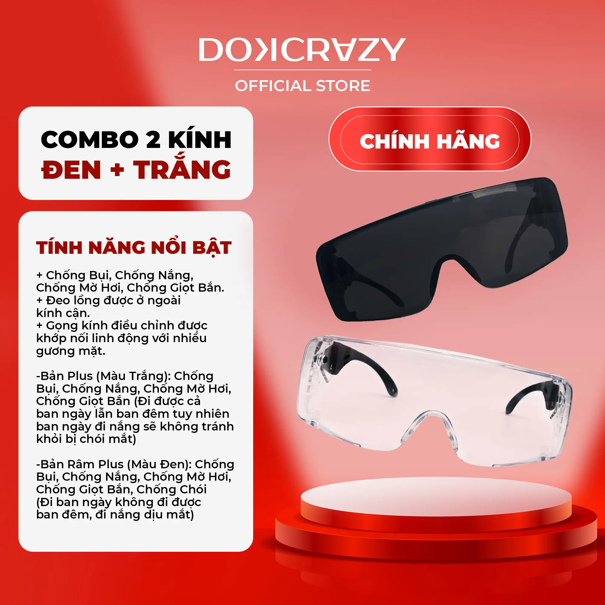 [COMBO HỦY DIỆT] COMBO Kính Đi Đường Ngày Đêm DOKCRAZY 1 cho người đi xe đạp và xe máy siêu Xịn Xò Tặng Kèm Dây Chống Rơi Kính Phụ Kiện Sport Chạy Xe Đạp