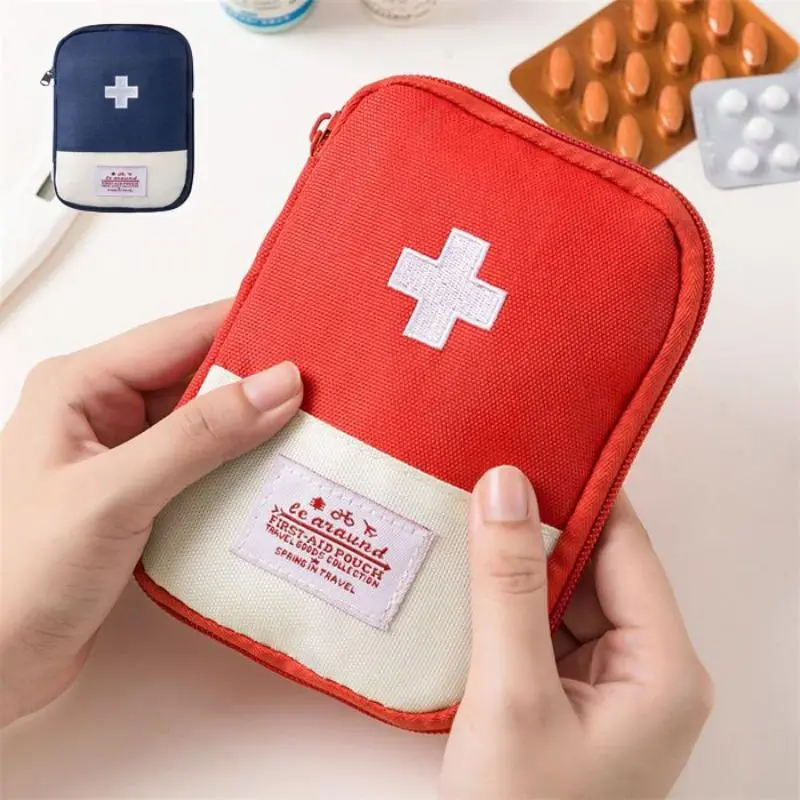 Empty Zipper First Aid Pouch, 2 Counts/set Outdoor Mini First Aid Kit, Empty Medicine Bag for Travel Sport Vehicle Beach