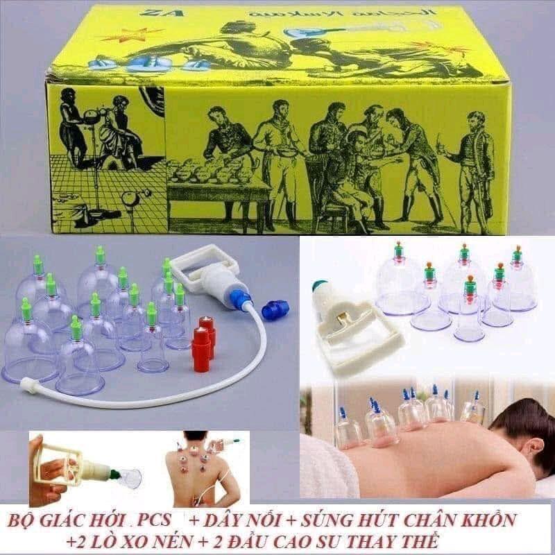 [ Deal Mở Bán] Bộ giác hơi 12 món không dùng lửa có dây nối ,an toàn _ hút chân không,loại bỏ các loại bệnh như trúng gió,cảm lạnh