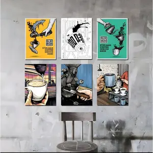 Poster dinding coffe cafe Hiasan dinding poster kayu aesthetic Pajangan Dekorasi