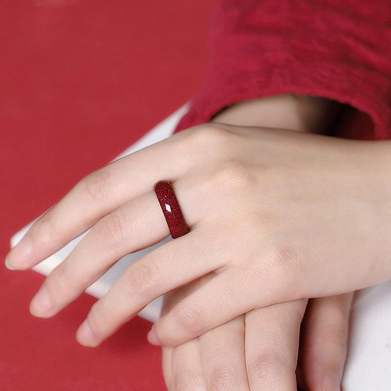 Zhen✪ Cinnabar Ring Attract Wealth Ring Protection Amulet Rings Good Luck Jewelry Gift 1