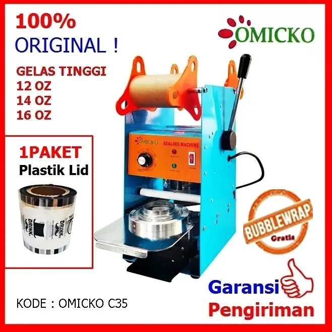 Alat Press Gelas Plastik Mesin Press Cup Cup Sealer Omicko C35 12 SD 16 oz