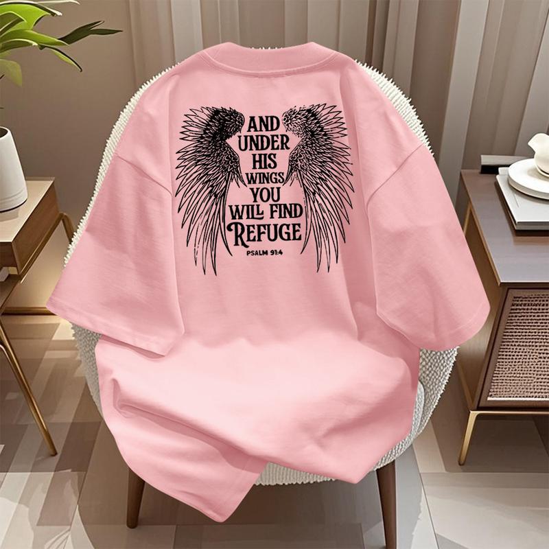 Áo Thun Ngắn Tay, Chất Liệu Cotton Mùa Hè, Thiết Kế In Hình, Phong Cách Thường Ngày Cổ Tròn, Dáng Rộng Vừa Vặn, Áo Nữ, Thoải Mái 6