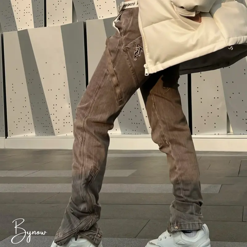 [Hàng Sẵn] Quần Kaki Nâu Phối Khoá Kéo HipHop Phong Cách Đường Phố Pants Menswear 7