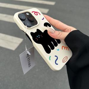 Daimu Black Cat Compatible iPhone 15/14 Pro Max Phone Case 11 Apple 13 Pro/12 Pro Half Cover