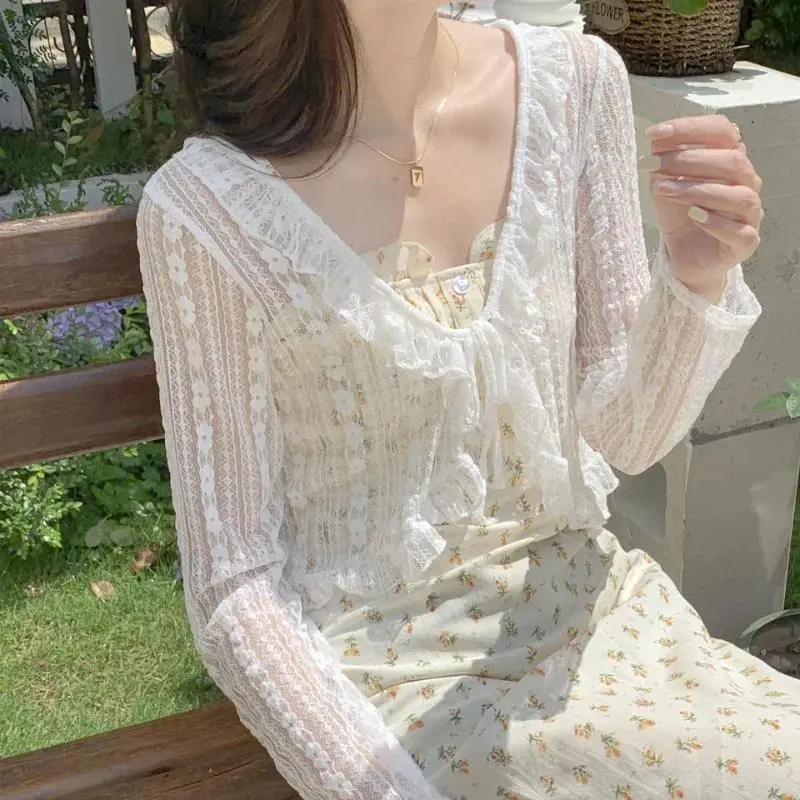 Áo Khoác Nữ, 1 Mảnh, Có Chi Tiết Nơ Ren Và Xếp Ly Women Top