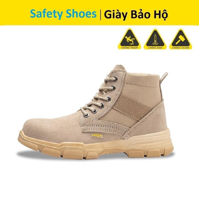  Giày Bảo Hộ Nam GBH04 - Mũi Thép Đế Chống Đinh Chống Trượt Thoáng Khí Cách Điện - Da Lộn Màu Nâu 