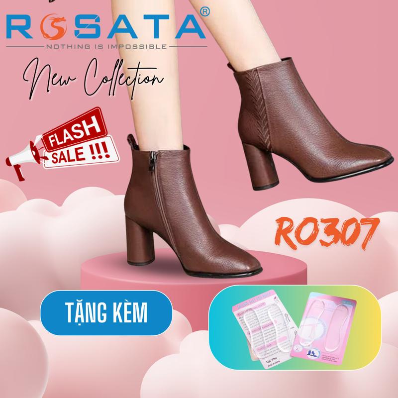 Giày boot nữ cổ cao da mềm lì 2 màu đen nâu gót cao 6p sang trọng ro307 Bốt Shoes giay 7 Jean got vuong