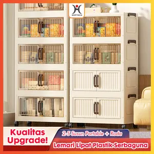 Hoptech - Lemari Plastik Lipat Susun 50CM | Kabinet Pakaian Serbaguna Anti Debu Minimalis Roda 360 Derajat Foldable Cabinet