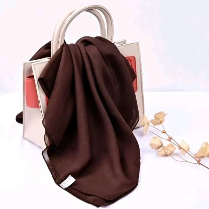 Hijab Bella square Coklat Pramuka /Krudung segi empat Coffe