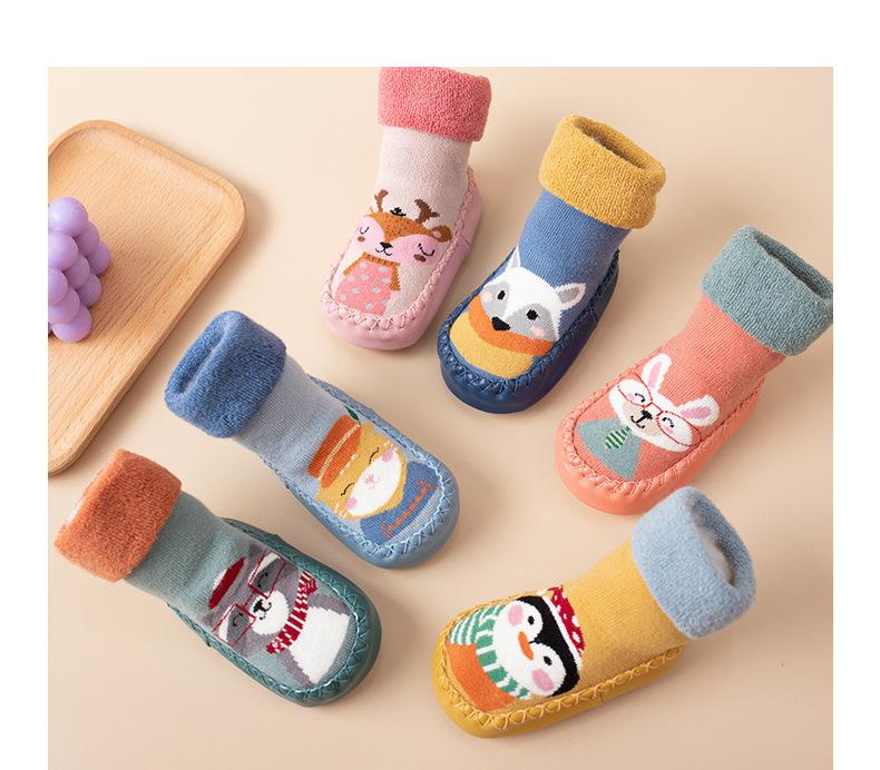 Product Introduction of Baby Sock Shoes, Non-Slip Spring and Autumn New Baby Class a Thickened Male and Female Middle Tube Children's Socks, Room Socks 25