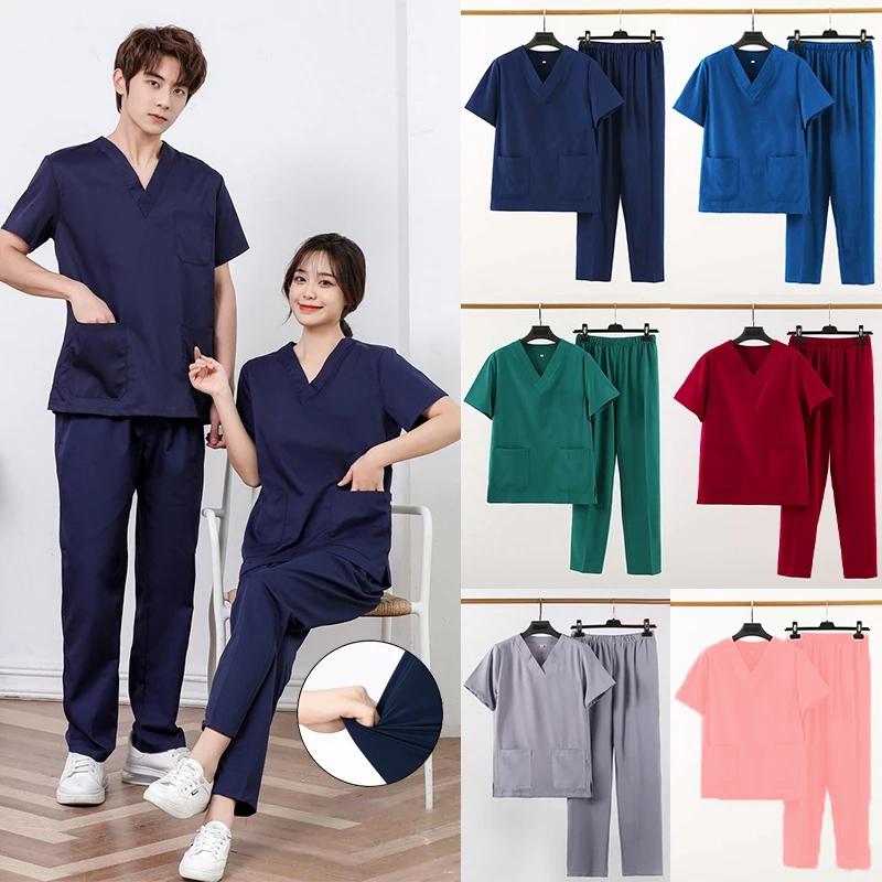 Bộ Scrubs cổ tim phòng mổ, đồng phục Spa, phòng khám, Bác Sĩ, quần áo phòng mổ, đồng phục phẫu thuật VẢI THƯỜNG