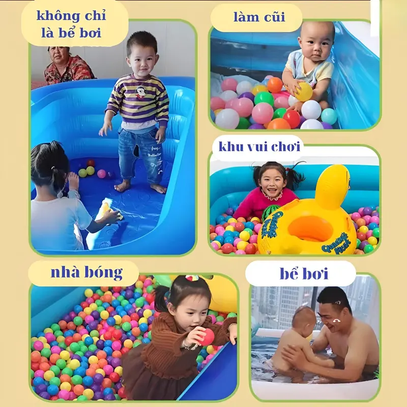 Bể Bơi 1M3 3 Tầng Tặng Kèm Bơm Điện + Bóng + Keo Dán Miếng Vá 3